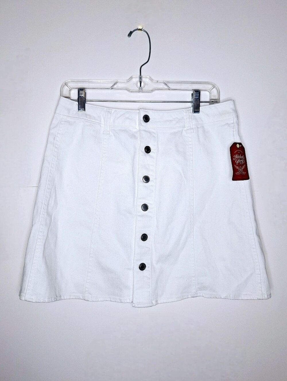 NWT Faded Glory "The Button Up" Coquette girl, button-up, A-line Denim skirt.